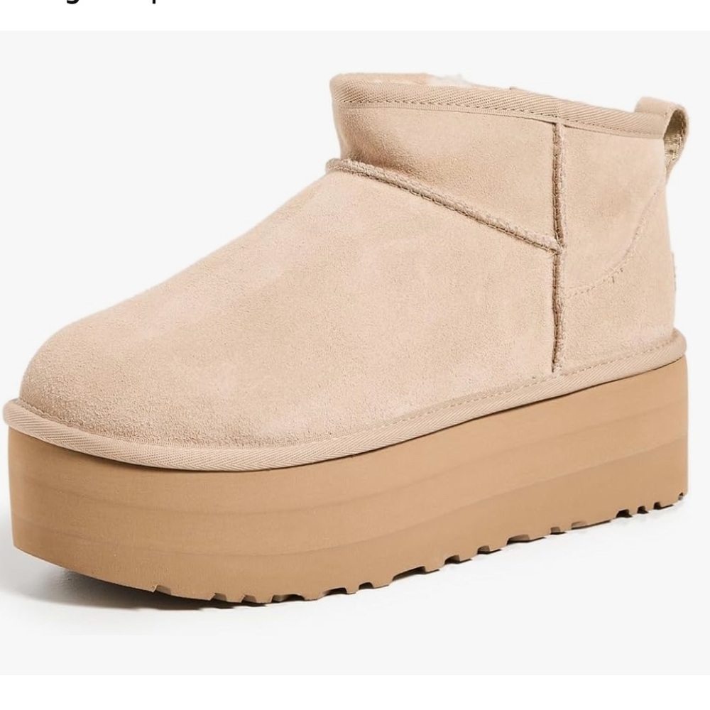 UGG Women's Classic Ultra Mini Platform Boot size 8 color sand. Brand new